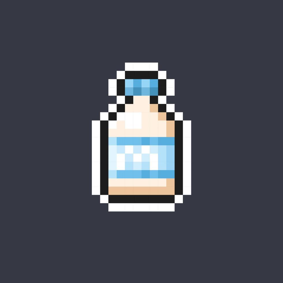 milk bottle in pixel art style vector