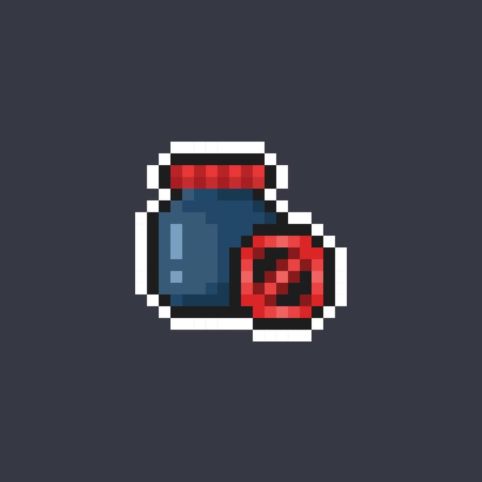 wrong medicine bottle in pixel art style vector