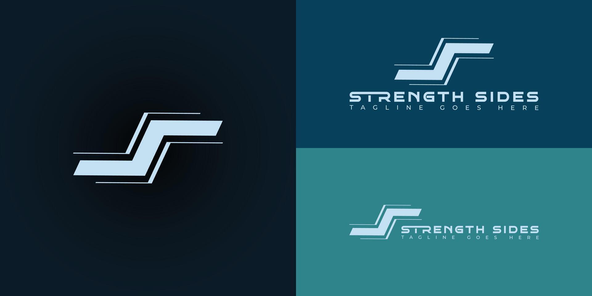 Abstract initial lines letter S or SS logo in soft blue color isolated on multiple background colors. The logo is suitable for gym and fitness business brand icon logo design inspiration templates. vector