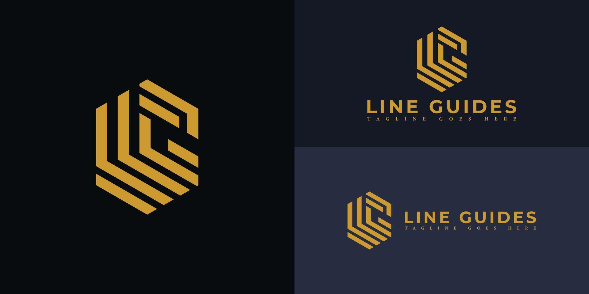 Abstract initial hexagon letter LG or GL logo in gold color isolated on multiple background colors. The logo is suitable for property and real estate company icon logo design inspiration templates. vector