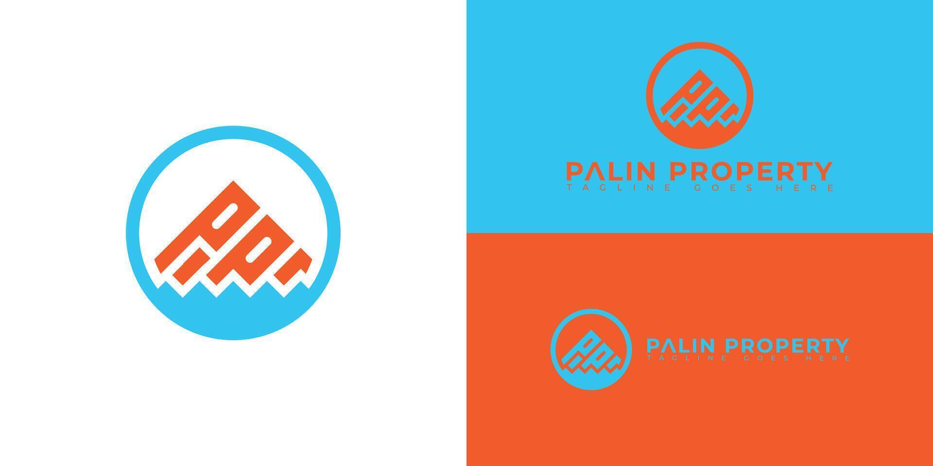 Abstract initial circle letter P or PP logo in blue-orange color isolated on multiple background colors. The logo is suitable for property and real estate company icon logo design inspiration template vector