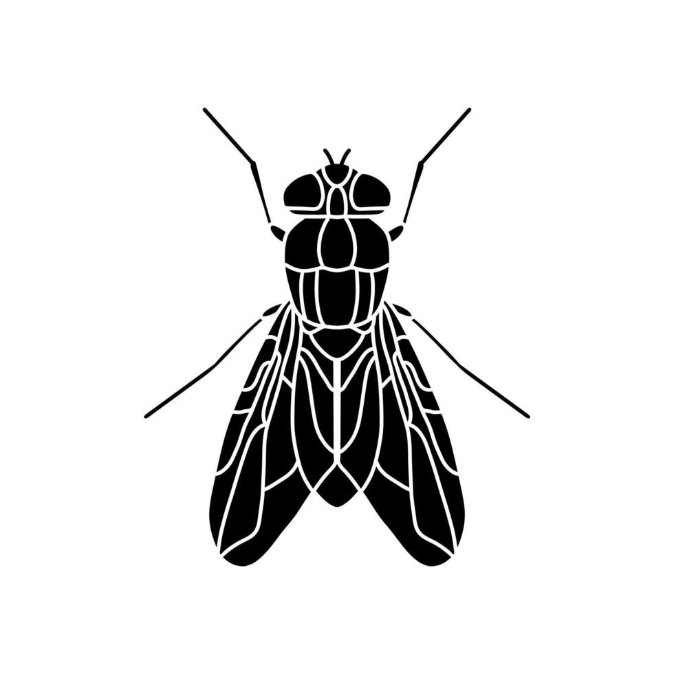 mosca negro y blanco ilustración. plano mosca icono símbolo firmar desde moderno animales colección para móvil concepto y web aplicaciones diseño vector