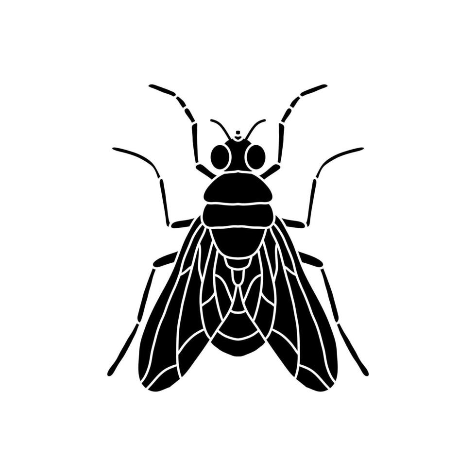 fly black and white illustration. Flat fly icon symbol sign from modern animals collection for mobile concept and web apps design vector