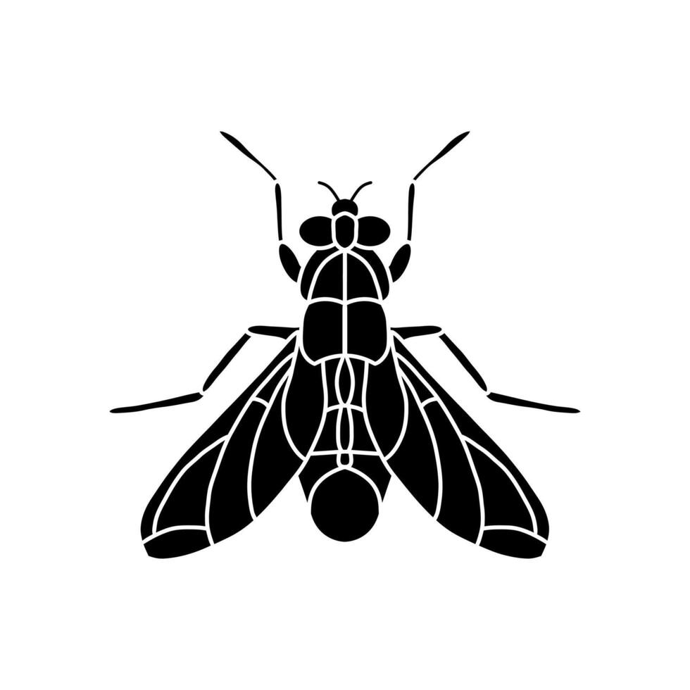 fly black and white illustration. Flat fly icon symbol sign from modern animals collection for mobile concept and web apps design vector