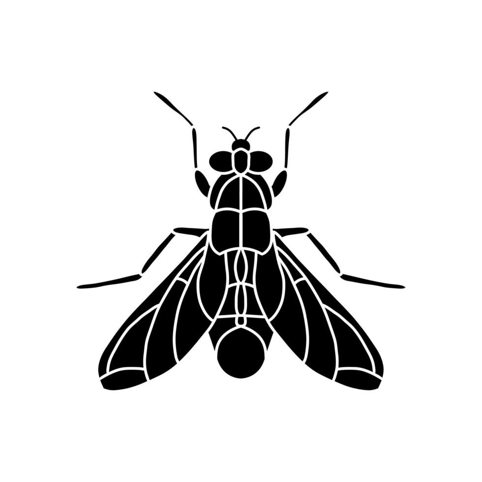 fly black and white illustration. Flat fly icon symbol sign from modern animals collection for mobile concept and web apps design vector