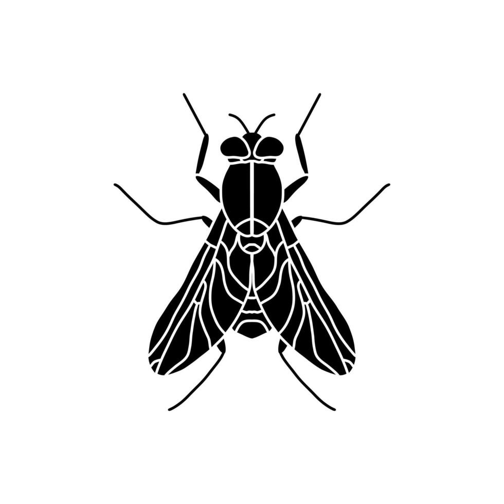 fly black and white illustration. Flat fly icon symbol sign from modern animals collection for mobile concept and web apps design vector