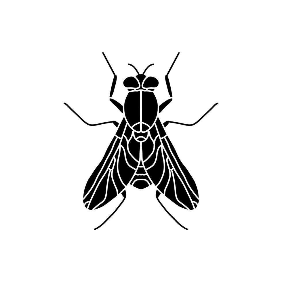 mosca negro y blanco ilustración. plano mosca icono símbolo firmar desde moderno animales colección para móvil concepto y web aplicaciones diseño vector