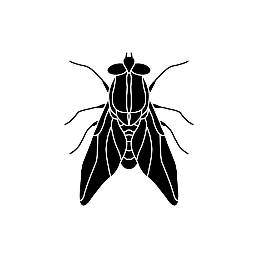 fly black and white illustration. Flat fly icon symbol sign from modern animals collection for mobile concept and web apps design vector
