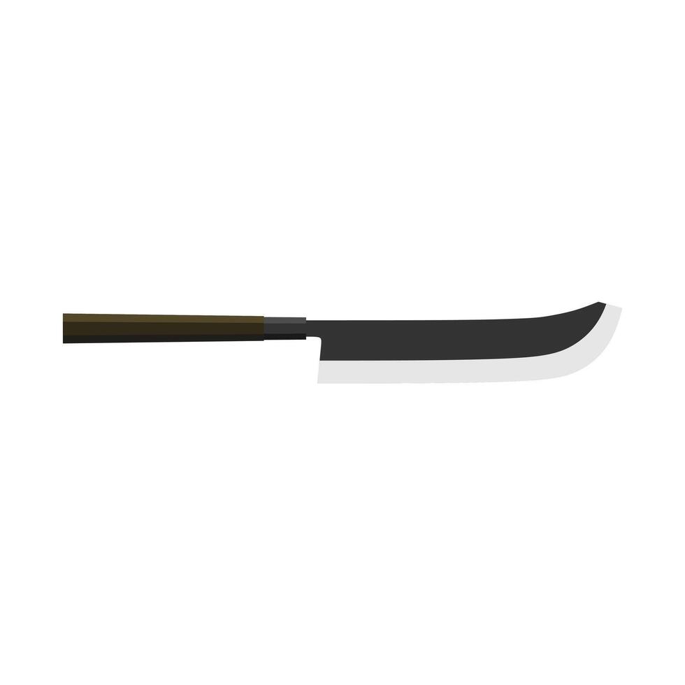 kujira hocho japonés cocina cuchillo plano diseño ilustración aislado en blanco antecedentes. un tradicional japonés cocina cuchillo con un acero espada y de madera manejar. vector