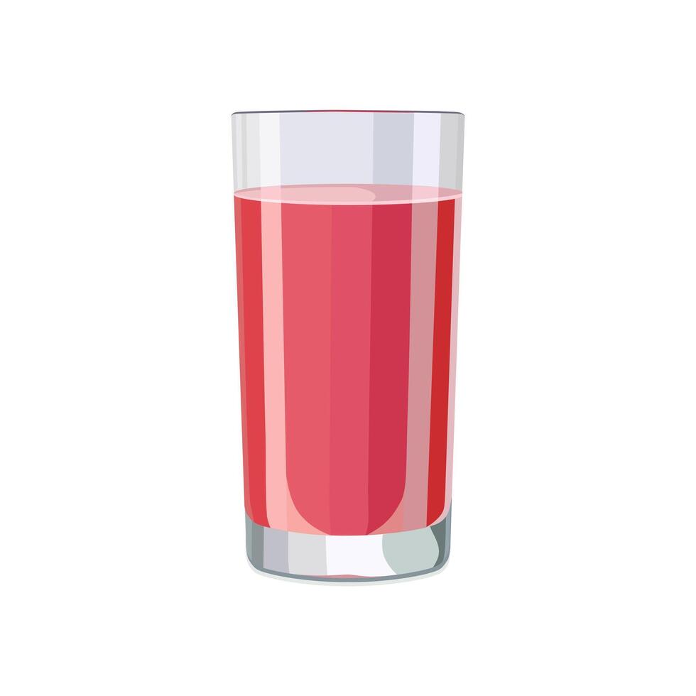 lleno vaso de rosado jugo aislado en blanco antecedentes. ilustración en plano estilo con beber. clipart para tarjeta, bandera, volantes, póster diseño vector
