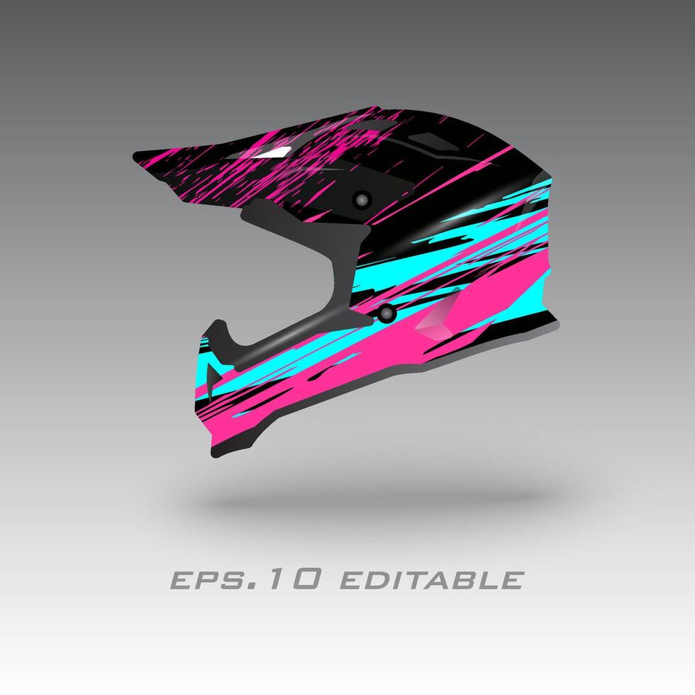 Motocross helmet livery wrap design vector