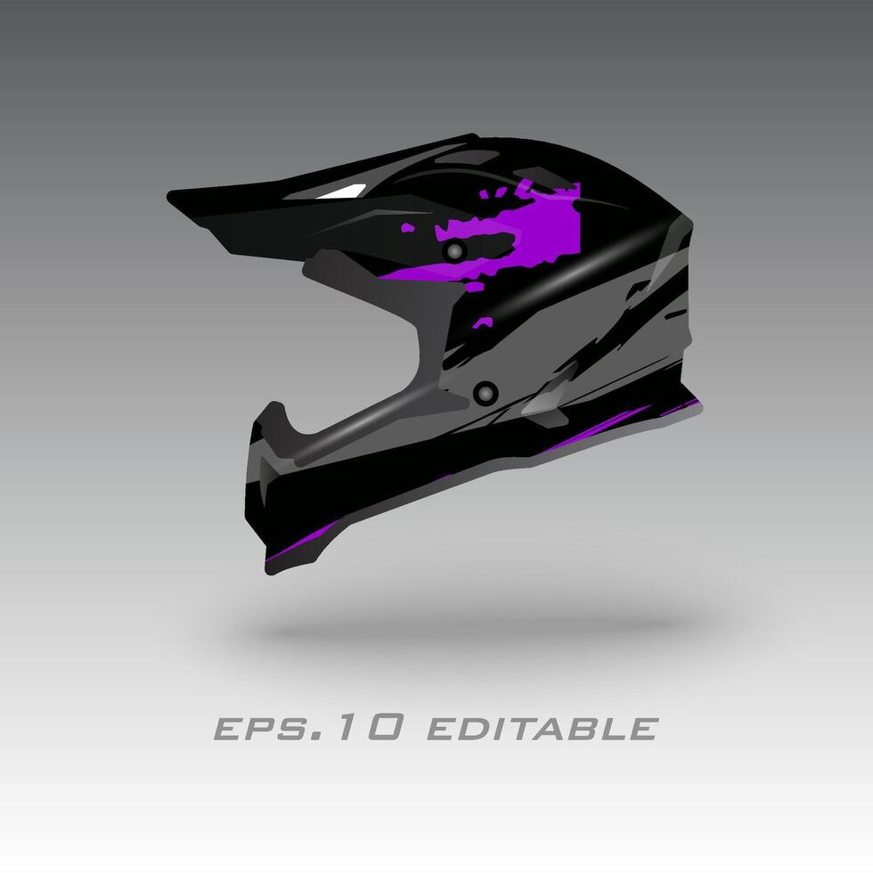 Motocross helmet livery wrap design vector