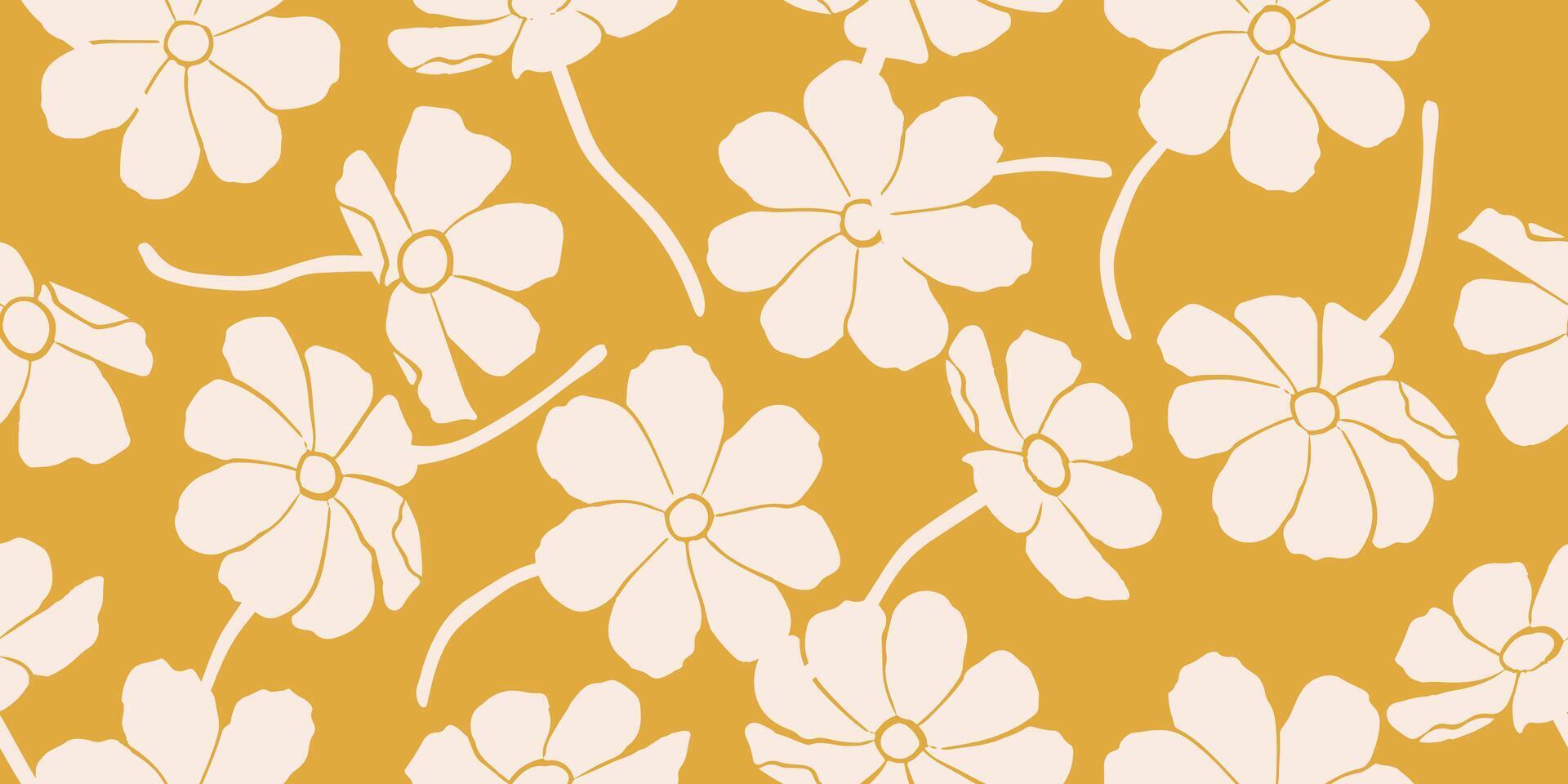 exótico mano dibujado flores, sin costura patrones con floral para tela, textiles, ropa, envase papel, cubrir, bandera, hogar decoración, resumen antecedentes. vector