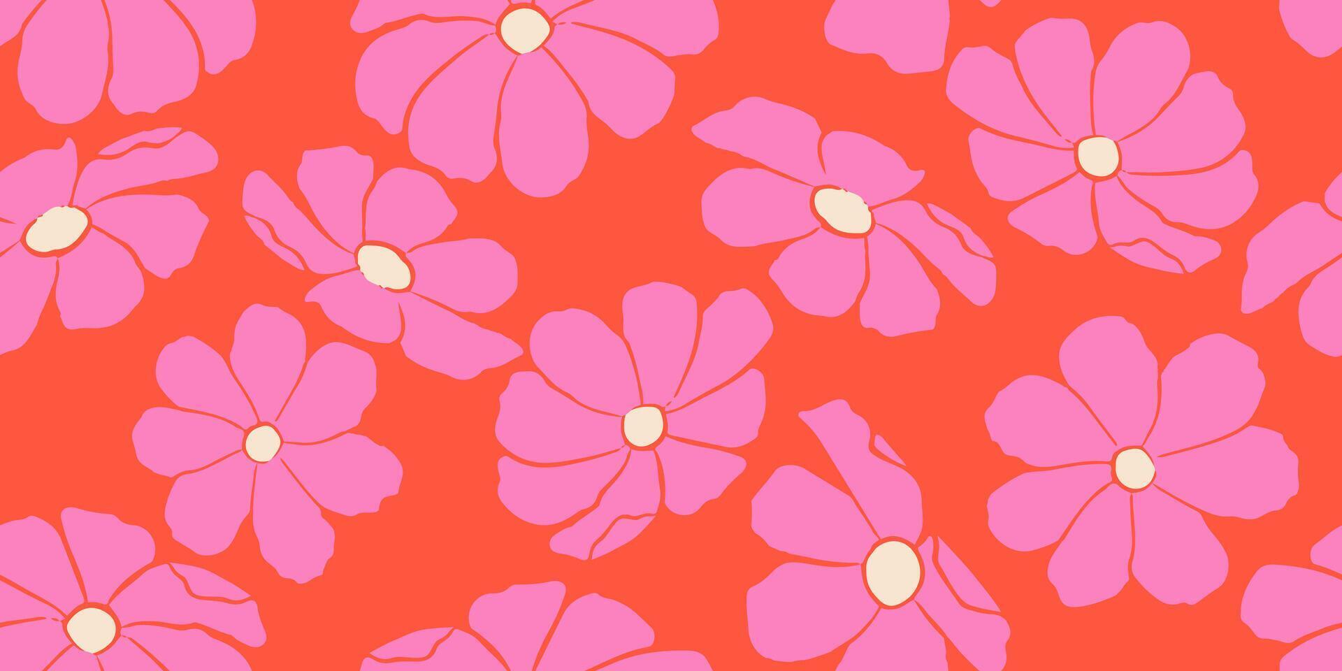 exótico mano dibujado flores, sin costura patrones con floral para tela, textiles, ropa, envase papel, cubrir, bandera, hogar decoración, resumen antecedentes. vector