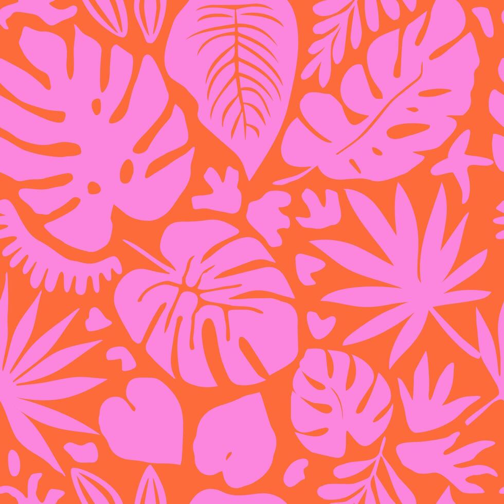 Hand drawn tropical seamless pattern, holiday and summer time, colorful style, natural ornaments for textile, fabric, wall art, wallpaper, poster and decor background. vector