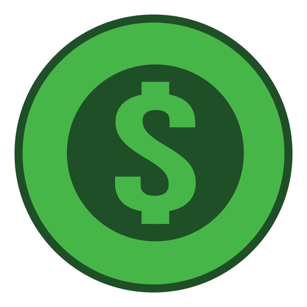 dólar moneda verde icono vector