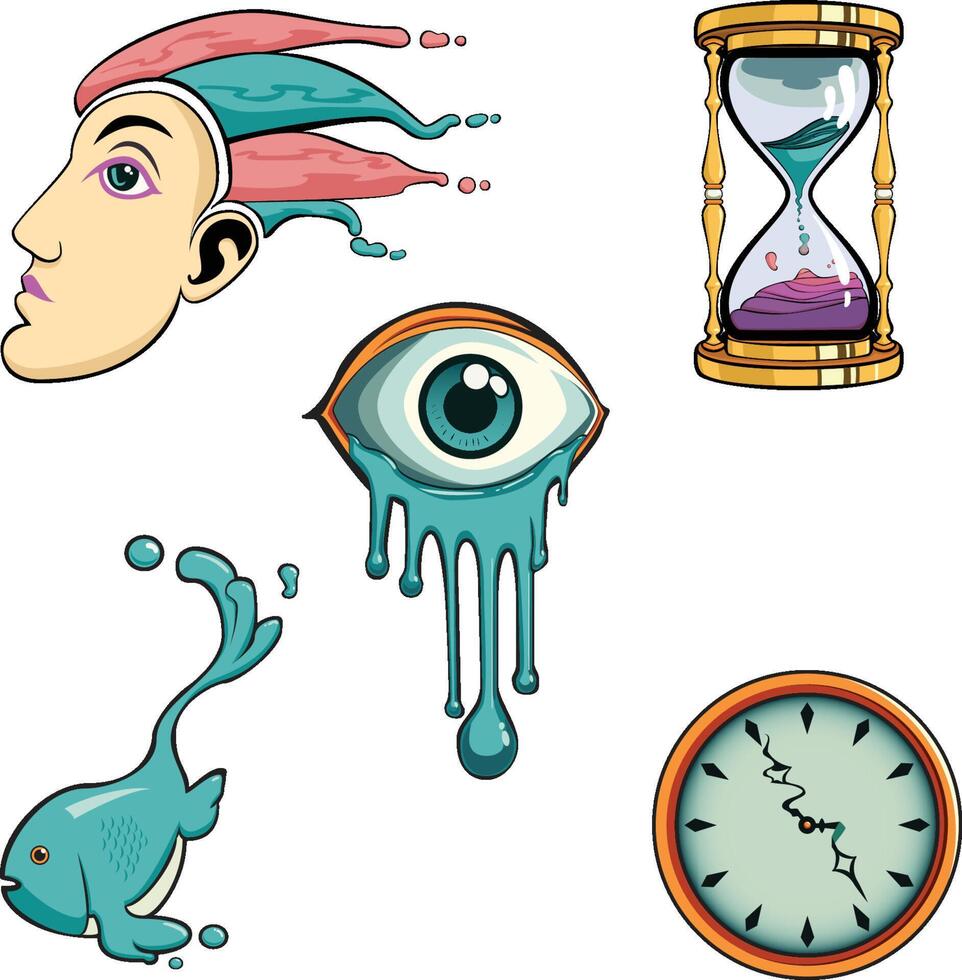 A Set of Surrealist Elements Illustration vector