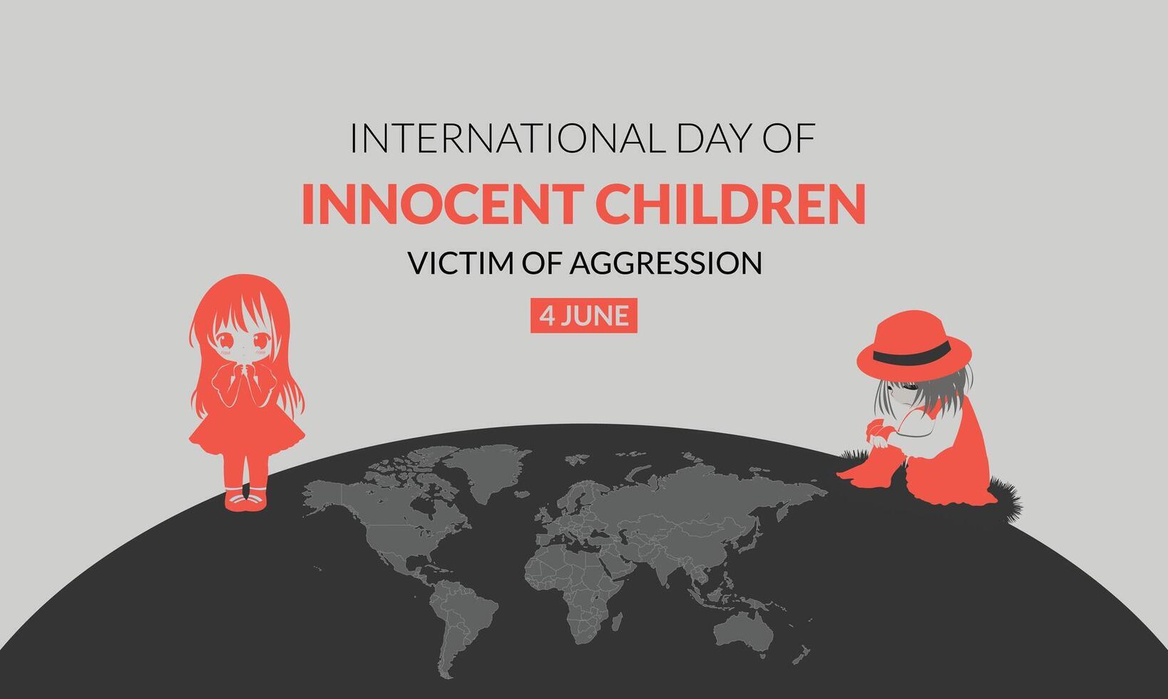 internacional día de inocente niños víctimas de agresión. modelo para fondo, bandera, tarjeta, póster. vector