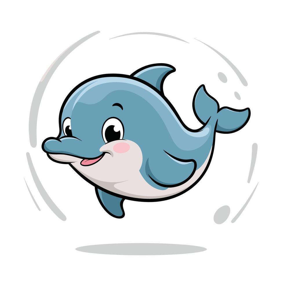 Cute dolphins in various poses cartoon illustration white background vector