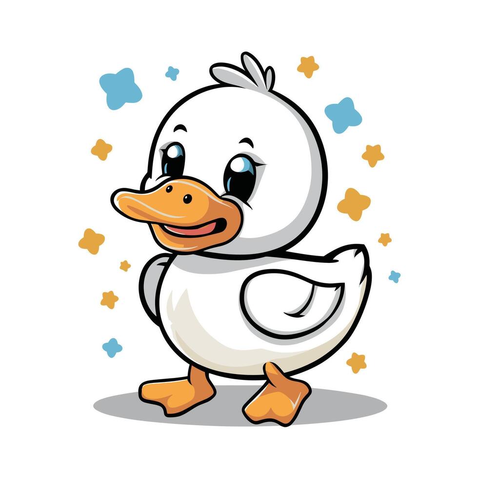 Cute duck isolated on white background, collection of birds, illustration of mallard, domestic and mandarin ducks vector