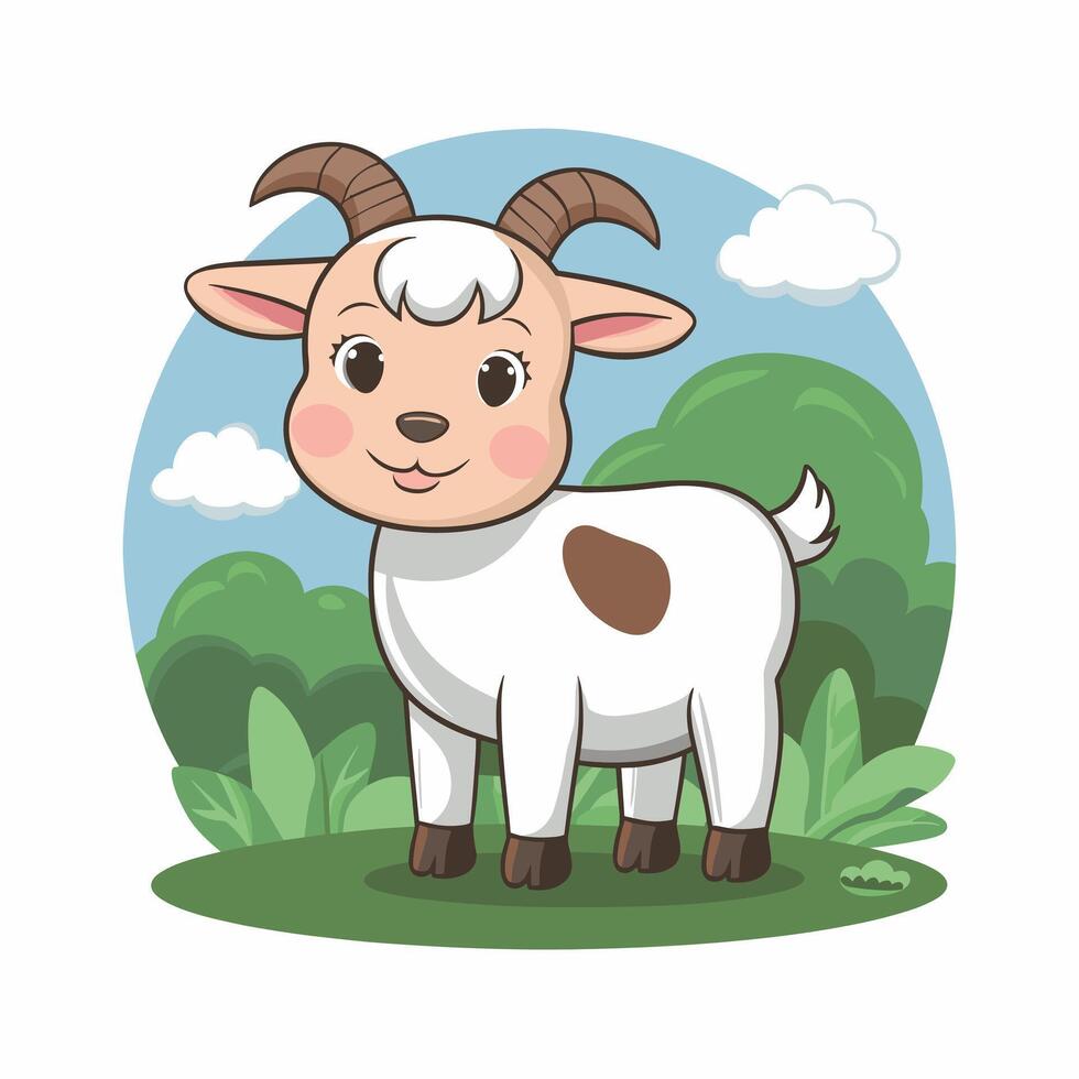 A white goat cartoon character illustration vector