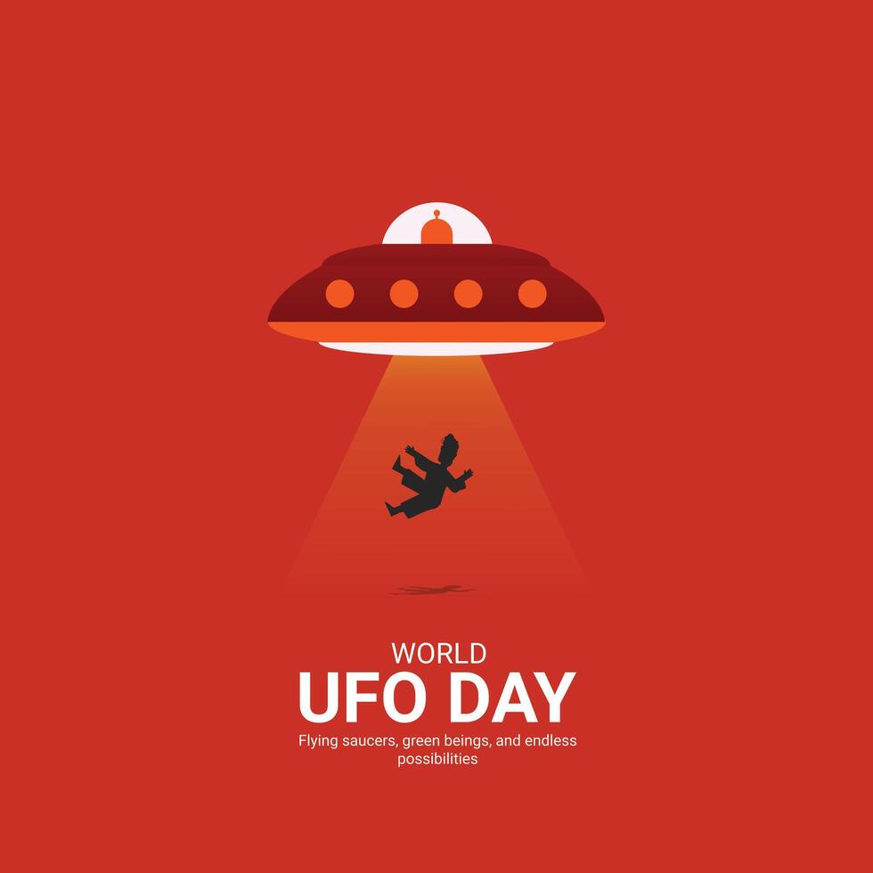 World ufo day creative ads.World ufo day design, july 2, illustration on night galaxy gradient color background design vector