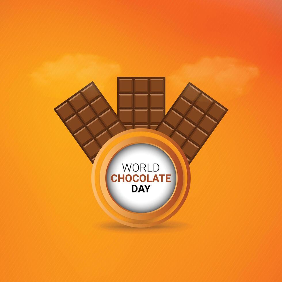 World Chocolate Day Creative ads design. World Chocolate Day, July 7, Chocolate Background 3d Illustration. vector