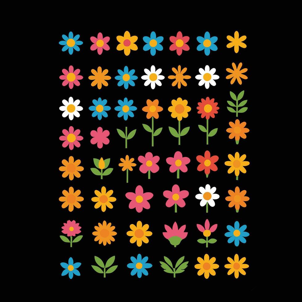 sencillo resumen mano dibujado varios formas y plano flor. naturaleza flores y hojas ilustración en blanco antecedentes vector