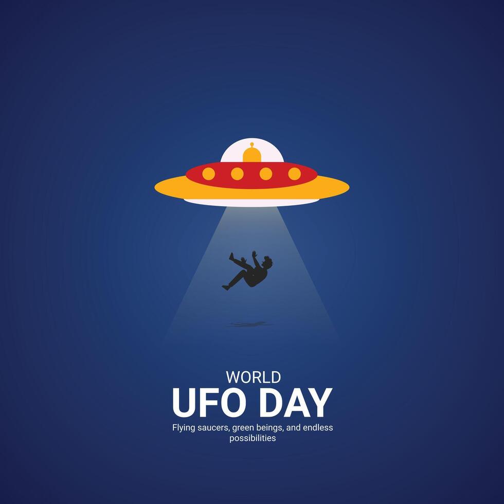 World ufo day creative ads.World ufo day design, july 2, illustration on night galaxy gradient color background design vector