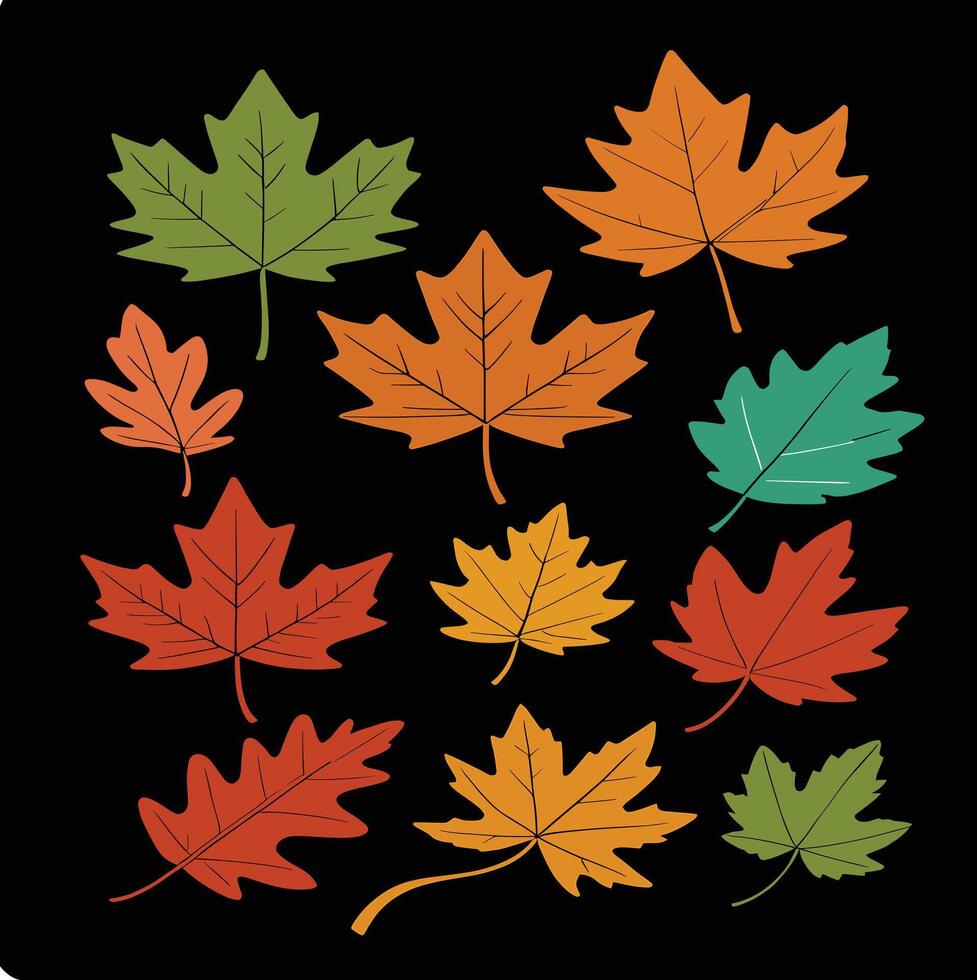 maple leaf silhouettes on the white background vector