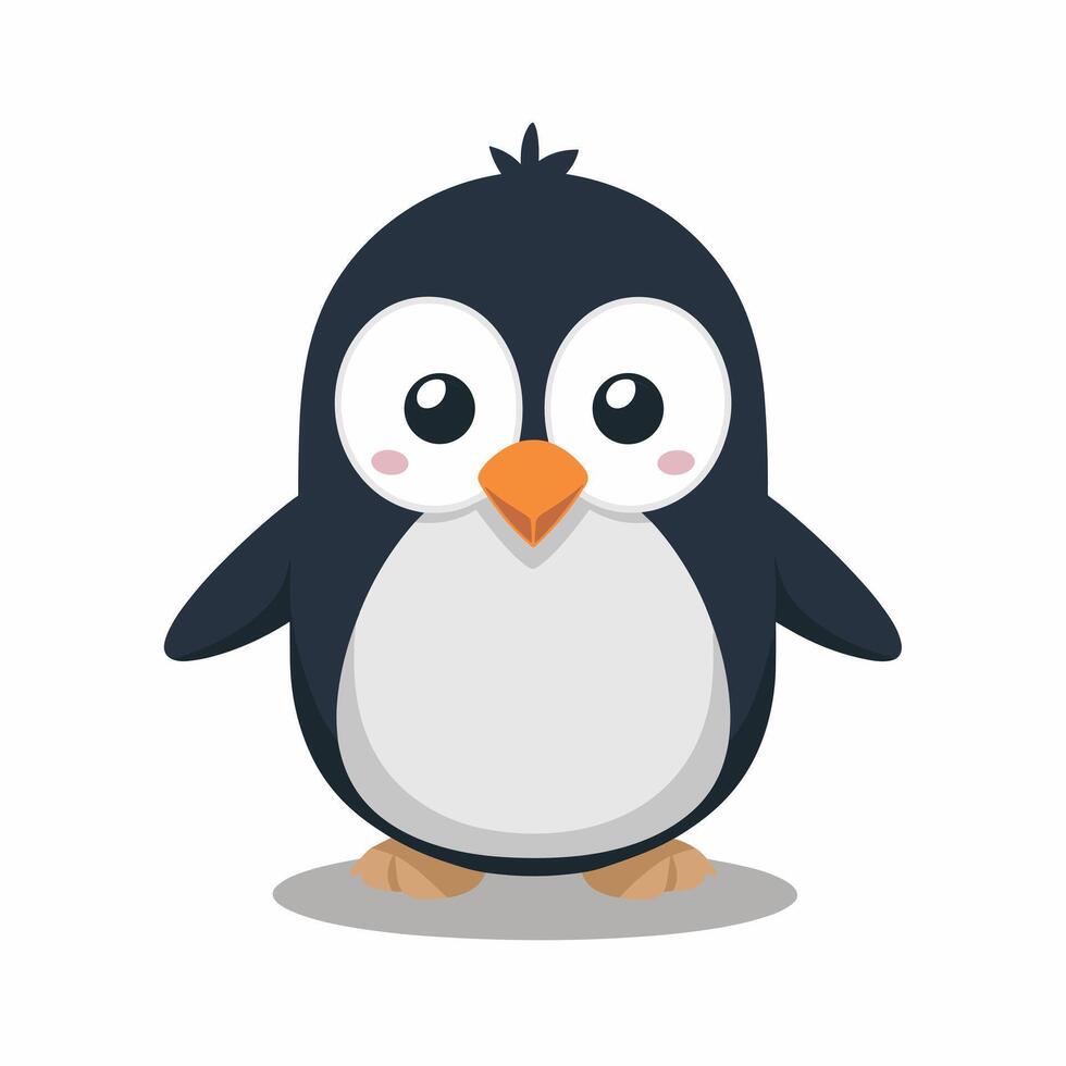 A penguin bird cute happy cartoon wildlife mascot character white background vector
