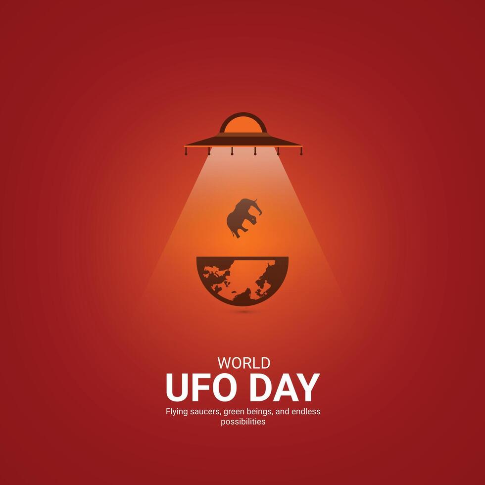 World ufo day creative ads.World ufo day design, july 2, illustration on night galaxy gradient color background design vector