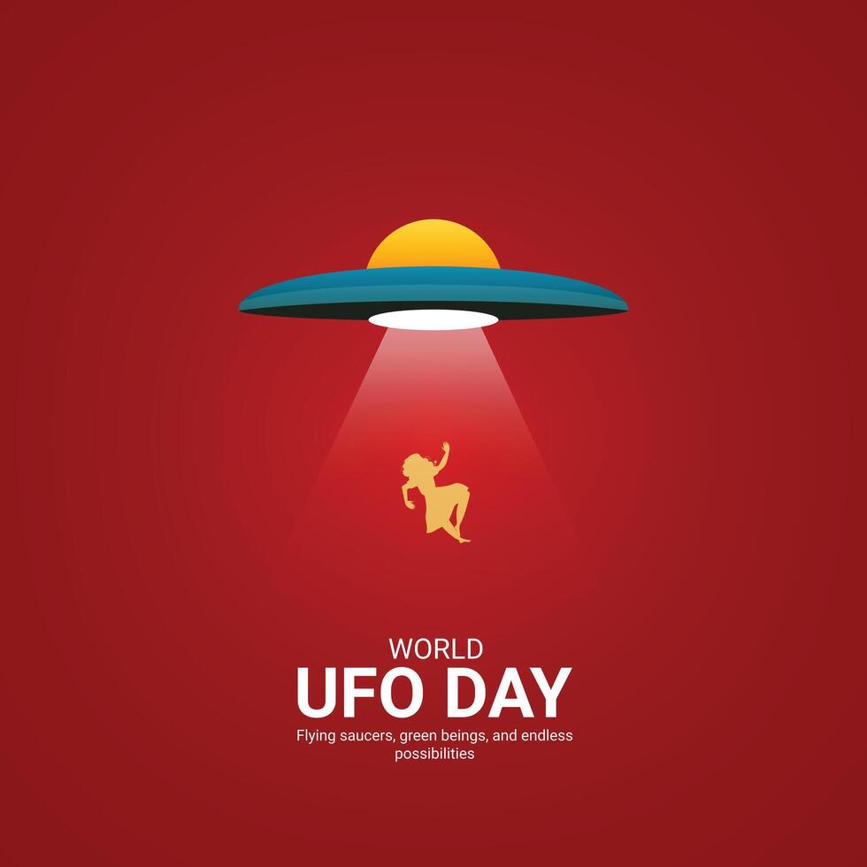 World ufo day creative ads.World ufo day design, july 2, illustration on night galaxy gradient color background design vector