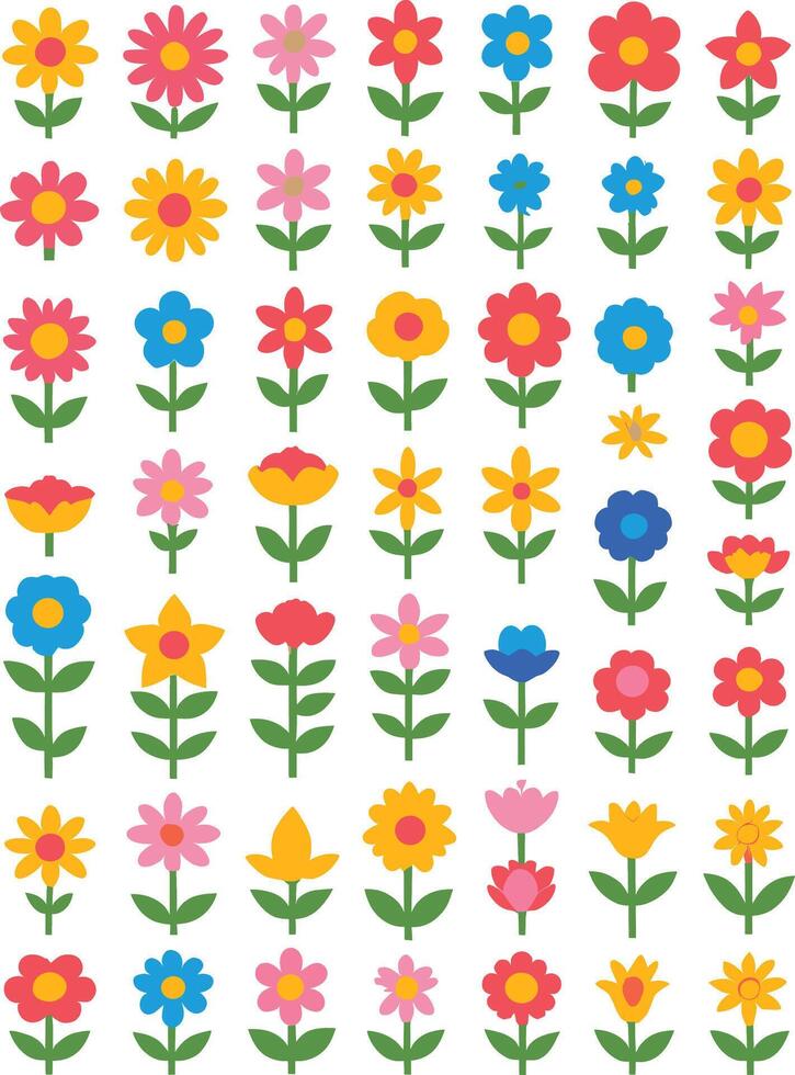 sencillo resumen mano dibujado varios formas y plano flor. naturaleza flores y hojas ilustración en blanco antecedentes vector