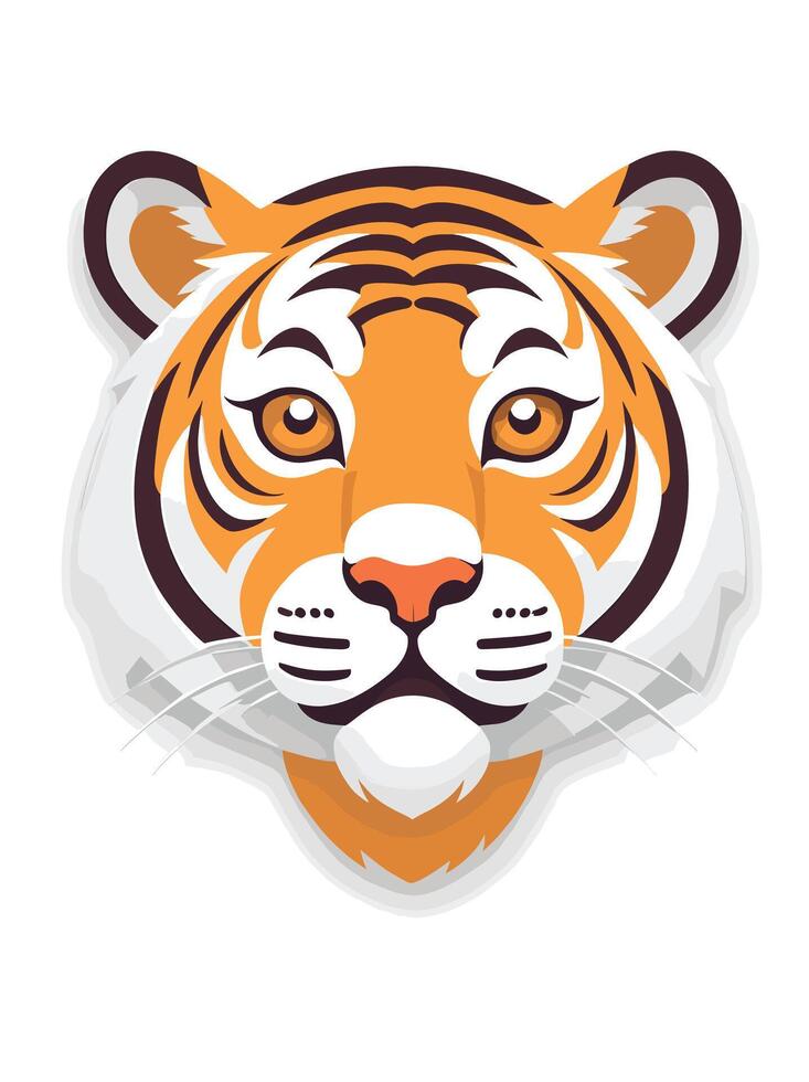 Cute tiger - cartoon animal character. illustration in flat style isolated on gray background. vector