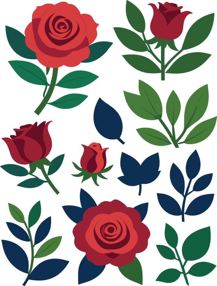 sencillo resumen mano dibujado varios formas y plano flor. naturaleza flores y hojas ilustración en blanco antecedentes vector