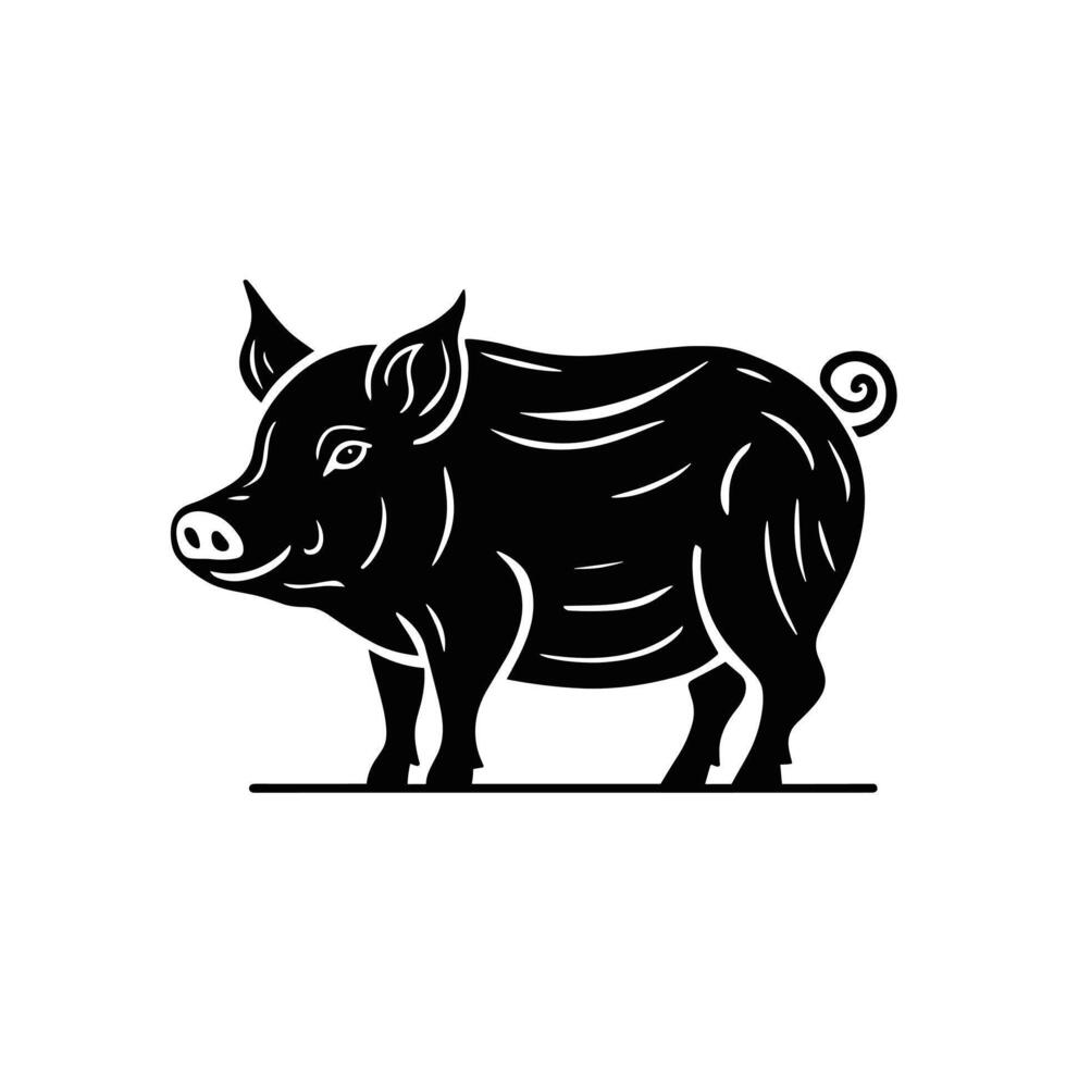 Big fat pig. illustration of big fat pig isolated on white background. Flat style, vector