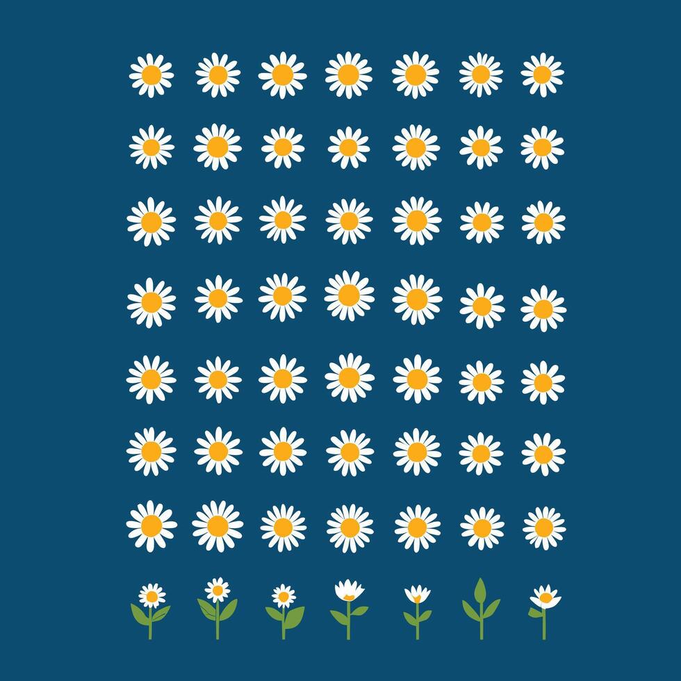 Simple Abstract hand drawn various shapes and flat flower. Nature flowers and Leaves illustration on white background vector