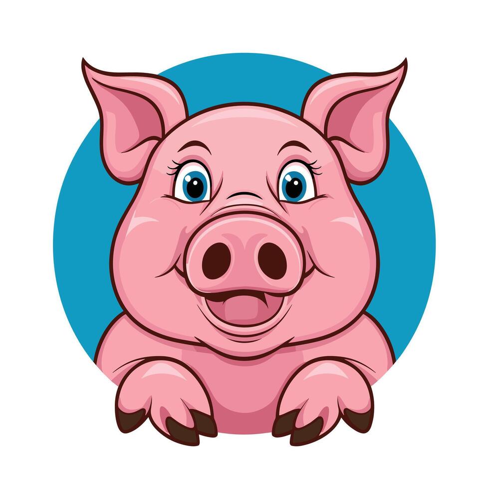 Big fat pig. illustration of big fat pig isolated on white background. Flat style, vector