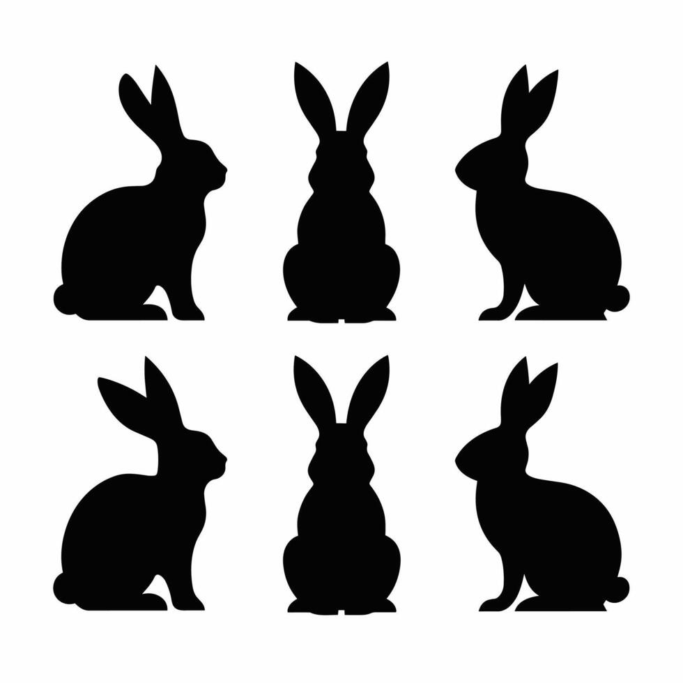 Cute cartoon rabbits. Funny furry gray hares, Easter bunnies standing, sitting, running, jumping, sleeping. Set of flat cartoon illustrations isolated on white background vector