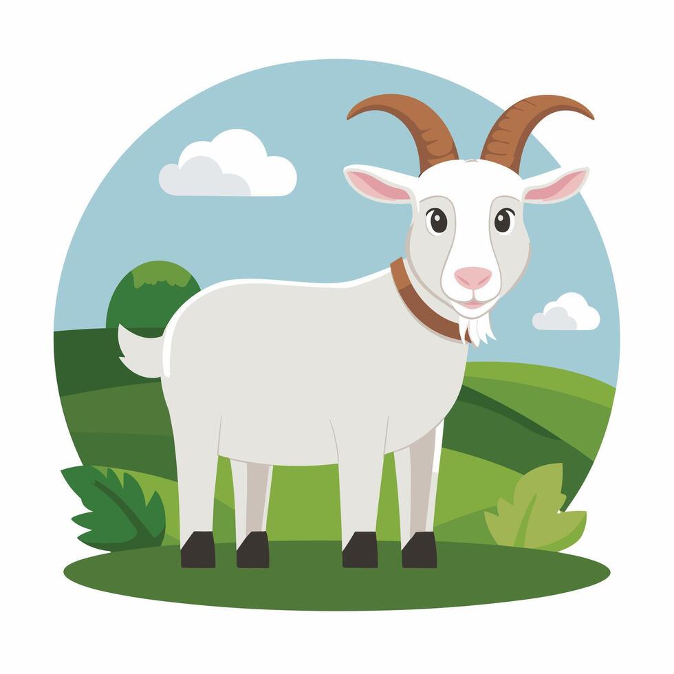 A white goat cartoon character illustration vector