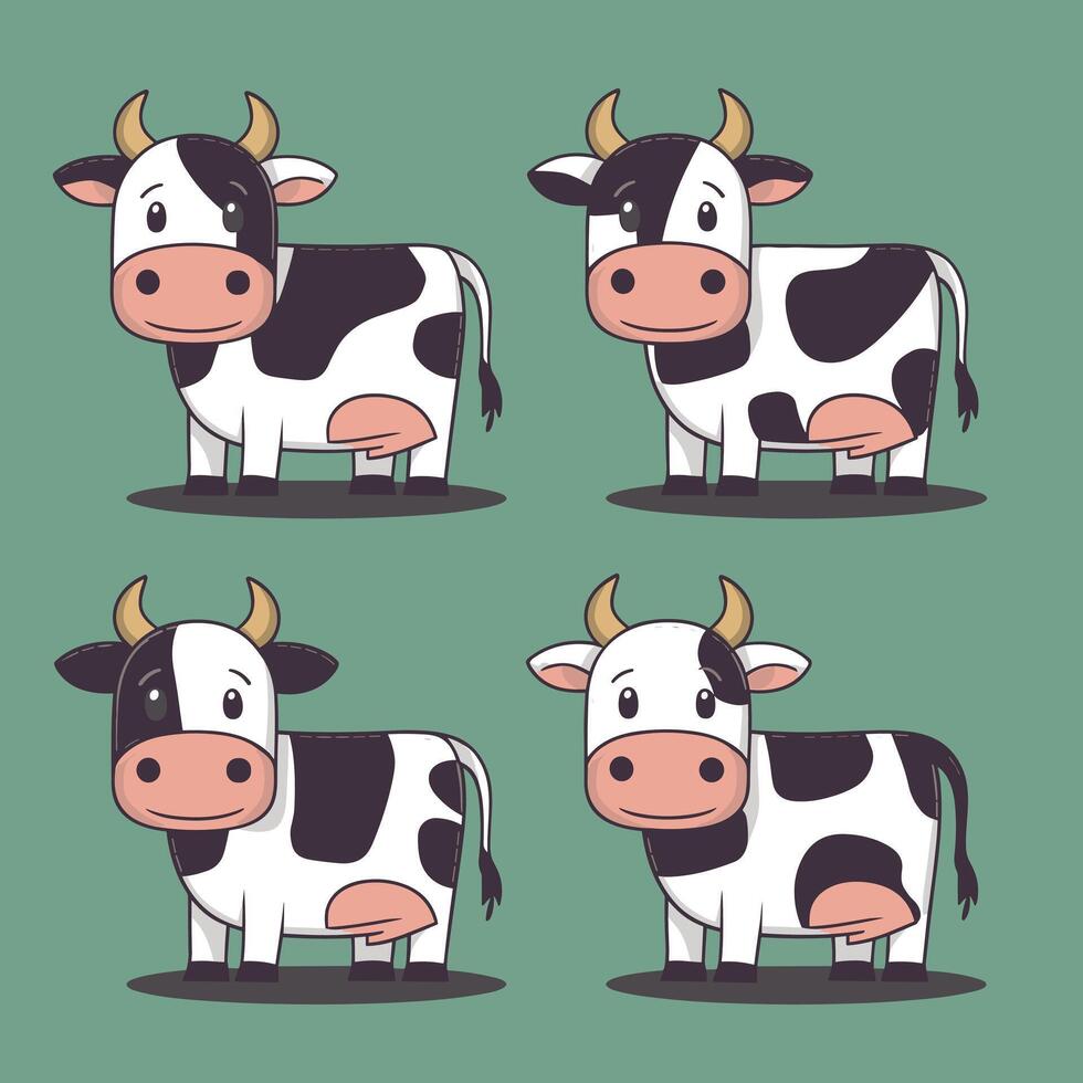 linda vaca. pegatina para social redes, gráfico elemento para sitio web. animales, mamífero, fauna y naturaleza, agricultura y agricultura. juguete y mascota para niños. dibujos animados plano ilustración vector