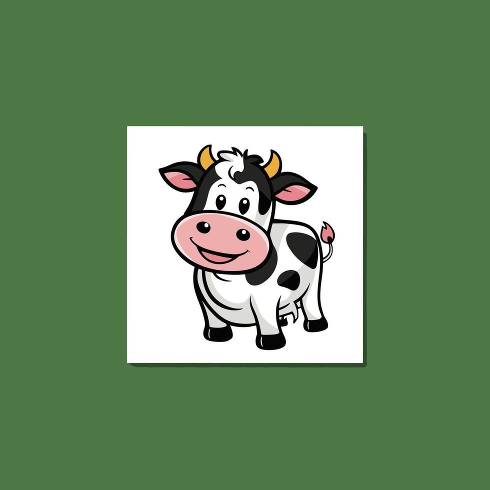 Cute cow. Sticker for social networks, graphic element for website. Animals, mammal, fauna and nature, farming and agriculture. Toy and mascot for children. Cartoon flat illustration vector