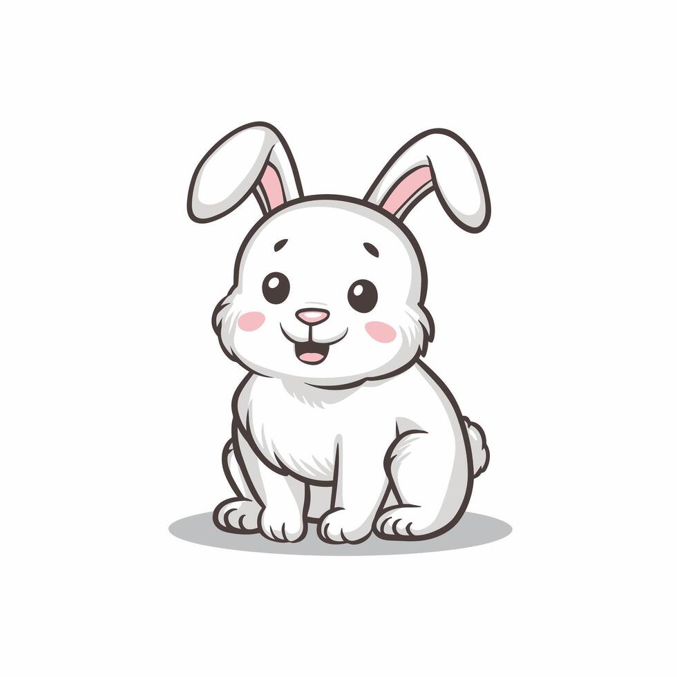 Cute cartoon rabbits. Funny furry gray hares, Easter bunnies standing, sitting, running, jumping, sleeping. Set of flat cartoon illustrations isolated on white background vector