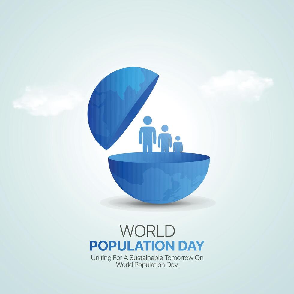 mundo población día creativo anuncios diseño.mundo población día 11 de julio , 3d ilustración vector