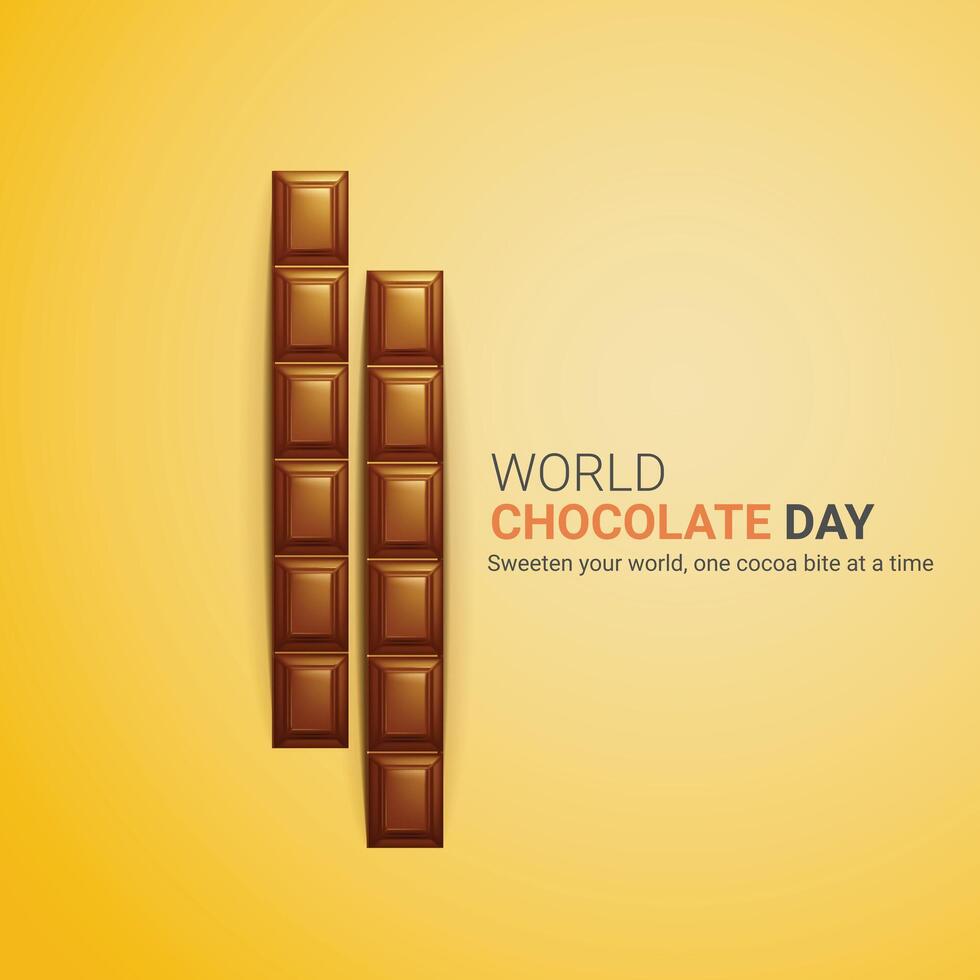 World Chocolate Day Creative ads design. World Chocolate Day, July 7, Chocolate Background 3d Illustration. vector