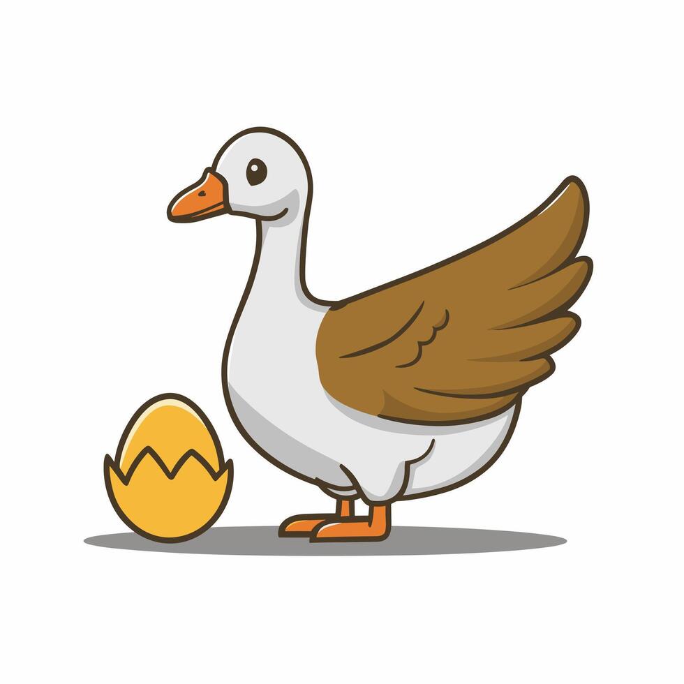 Set of cute white goose. goose illustration white background vector