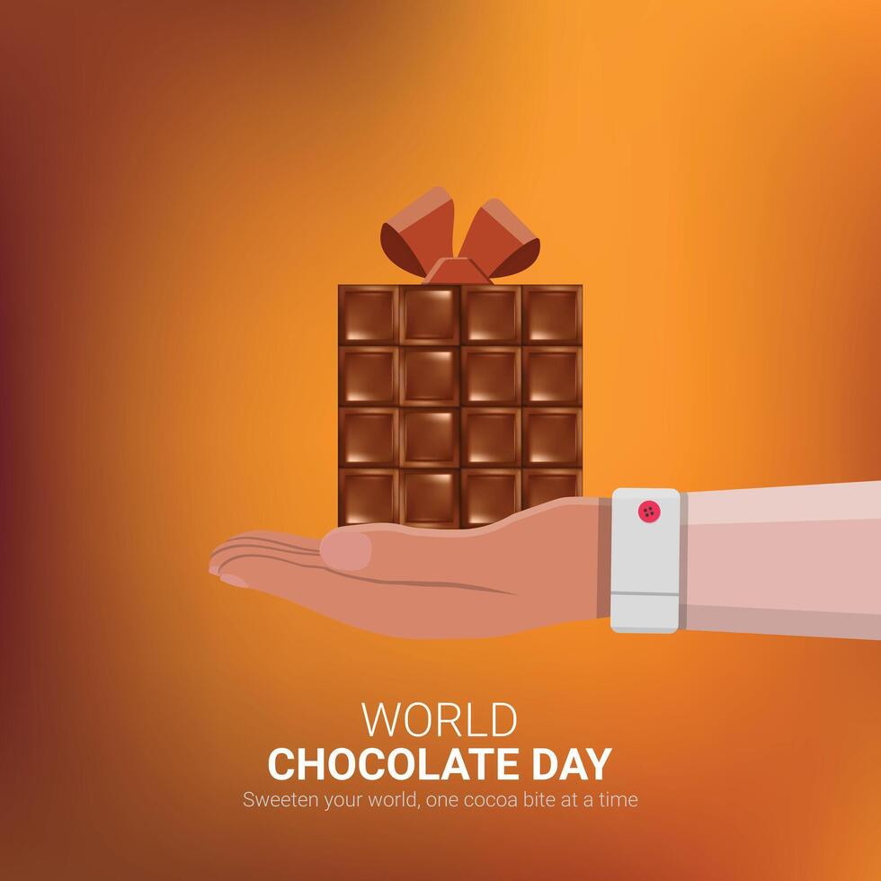 World Chocolate Day Creative ads design. World Chocolate Day, July 7, Chocolate Background 3d Illustration. vector