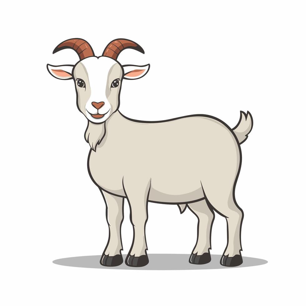 A white goat cartoon character illustration vector