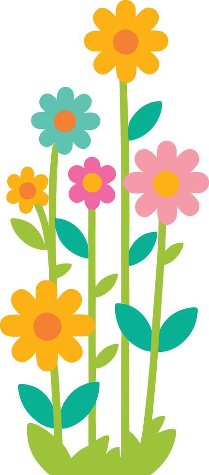 Simple Abstract hand drawn various shapes and flat flower. Nature flowers and Leaves illustration on white background vector